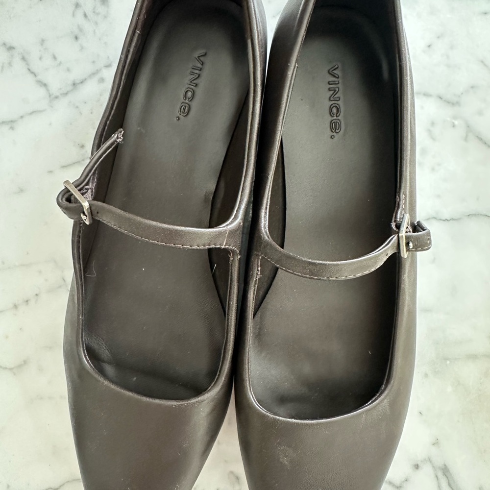 Vince Women's Dark Brown Mary Jane leather Flats